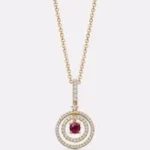 Premium Ruby Gemstone Pendant Necklace with Gold Chain