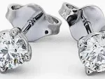 Classic Diamond Stud Earrings in White Gold Finish